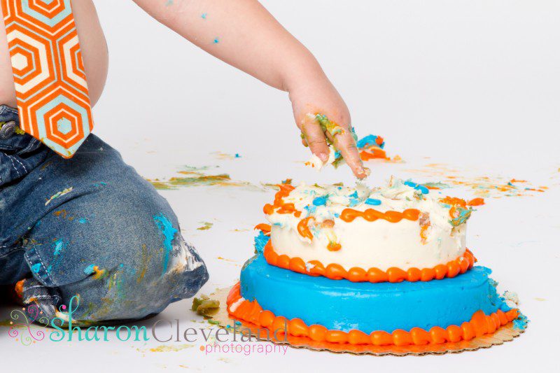 CAKE SMASH PHOTOGRAPHY FIRST BIRTHDAY BOY SHARON CLEVELAND PHOTOGRAPHY